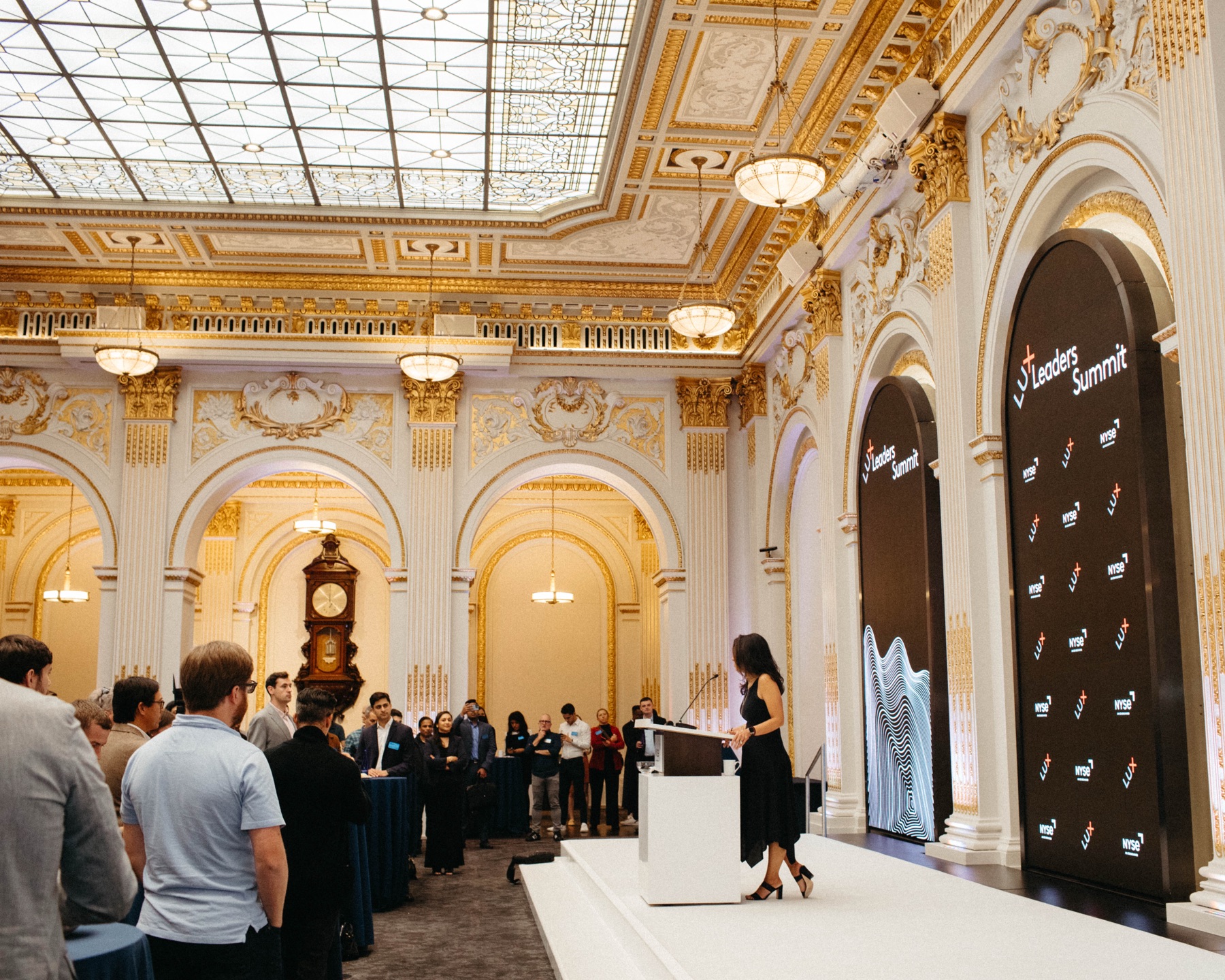 The Lux Leaders Summit in the ballroom of the New York Stock Exchange